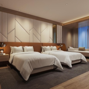 现代酒店客房3D模型下载